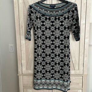 Max Edition Black and White Patterned Career Dress